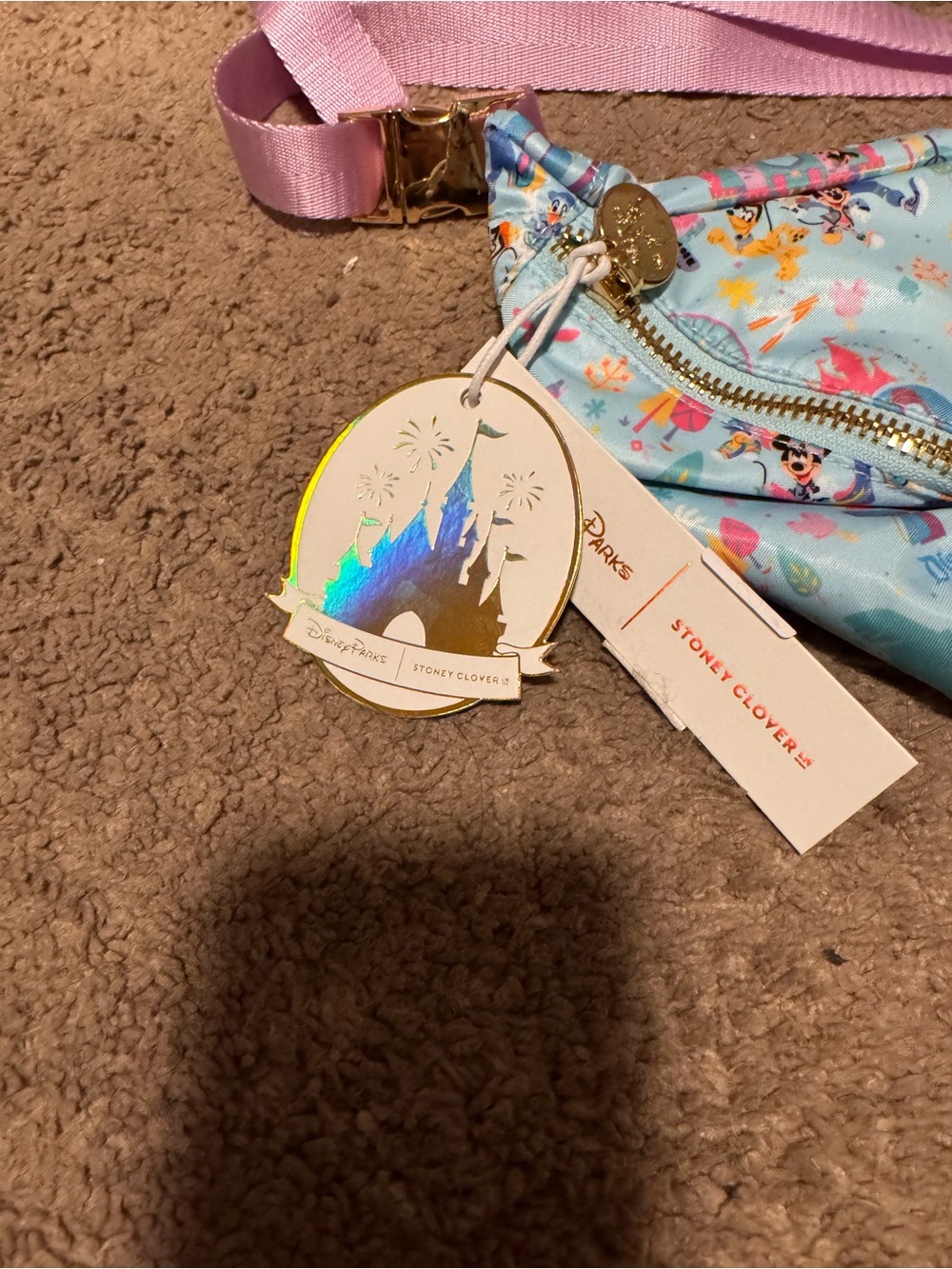 Stoney Clover Lane Light Blue & Pink Disney Park-Print Crossbody Fanny Pack Set - Picture 5 of 7